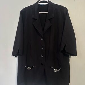 Vintage Penningtons Black Blazer with Silver Accents 2XP